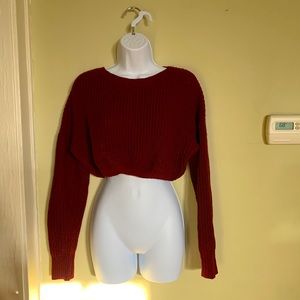 Cropped red crewneck sweater